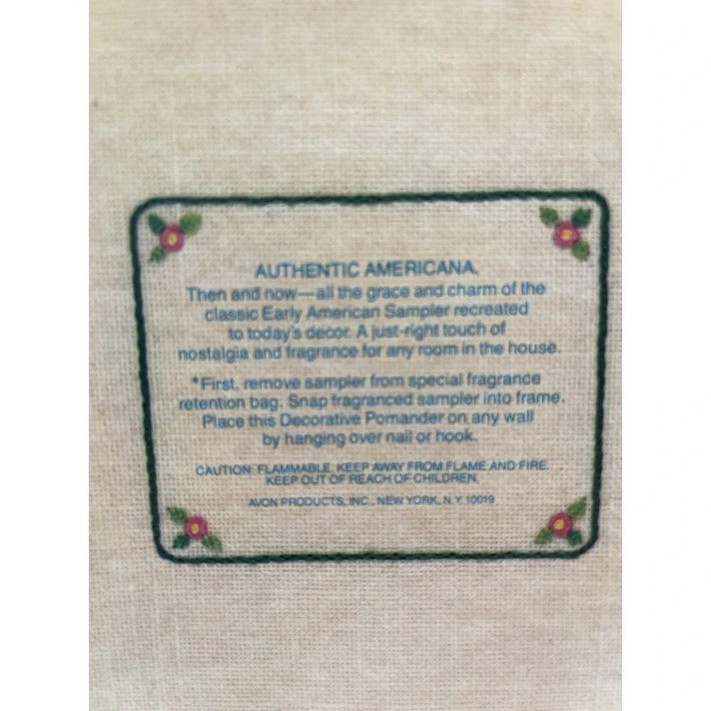 Vintage Avon Sampler Faux Needlework Plastic Frame 7x5